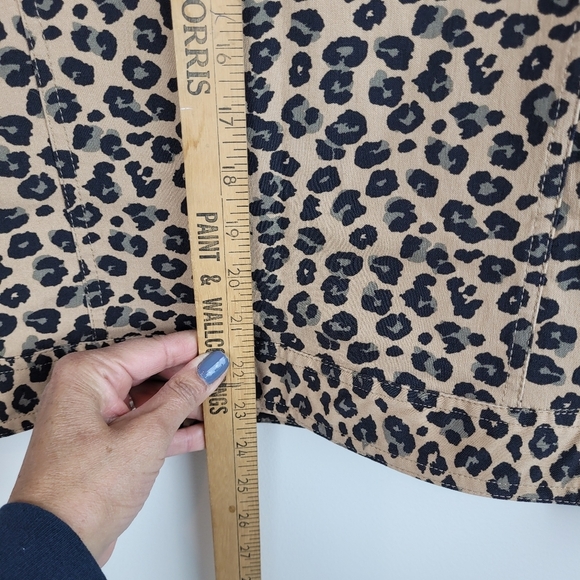 New Direction Leopard Print Women's Jean Jacket silver buttons edgy classic L - Picture 5 of 11